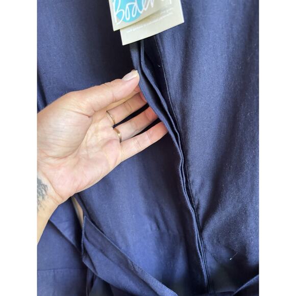 Boden US 4 Navy Shirt Dress Linen Belted Midi Button Down NEW - Picture 7 of 9